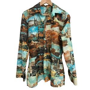 Vintage Men's 1970's AOP Poly Picture Shirt size Large chest 44" Venice